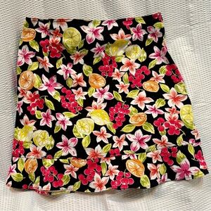 Tropical Fruit / Floral Ruffle Hem Skirt